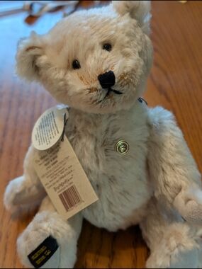 Boyds Bears Mohair Teddy Bear - Cream Plush with Button. Nwt